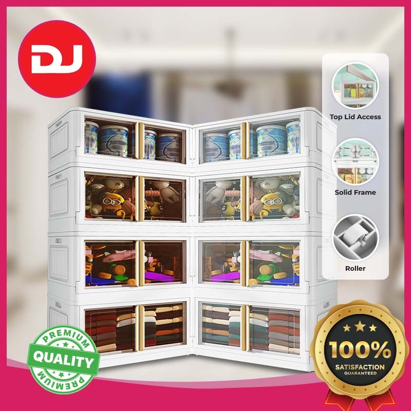【DJHOME】55cm 4 Layer Heavy Duty Storage Cabinet Box with Wheels | Rak Kabinet Lipat Stackable