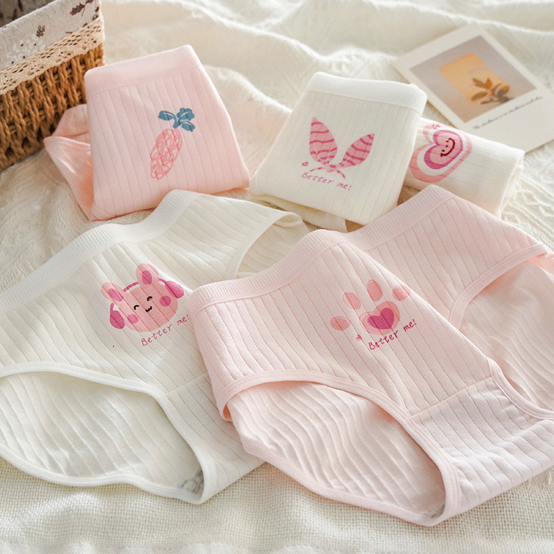 Teen Briefs Japanese-Style Soft Underwear Fresh Cute Cartoon Breathable Cotton Crotch Panties