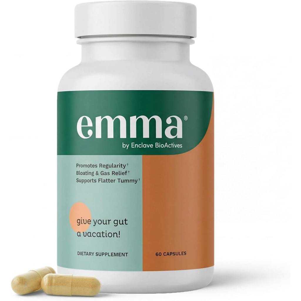 Emma Intestinal Health Relief Supplement, formula yang disyorkan oleh doktor untuk lelaki dan wanita, memberikan sokongan pencernaan untuk usus bocor dan mengurangkan sembelit, kembung perut, dan gas. Mengandungi Laxative, Resveratrol, dan Quercetin, 60 k