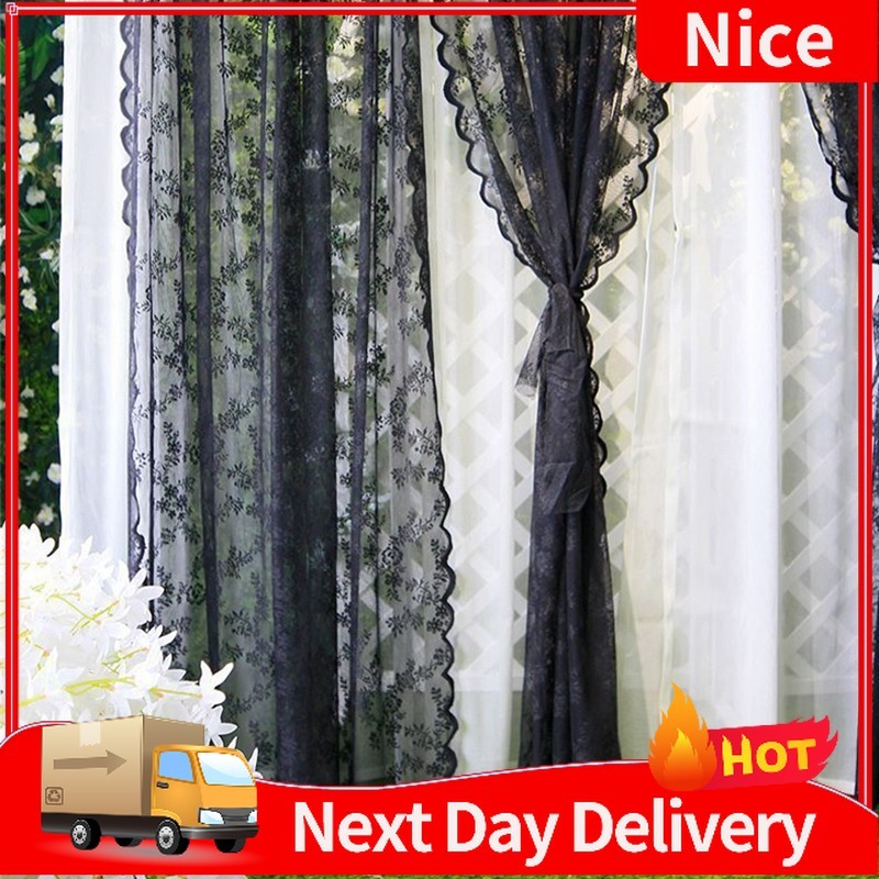 Lace Window Curtain Solid Color Door Curtains Minimalist Curtain Ramadan Home Decor Supplies