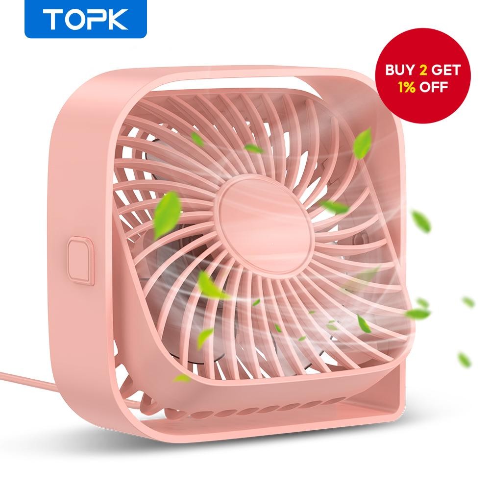 New TOPK Portable USB Desk Fan with High-Quality Brushless Motor, Quiet Operation, High Airflow, and Stylish Mini Design Kipas Meja USB PORTABLE TOPK Baru yang Berkualiti Tinggi dengan