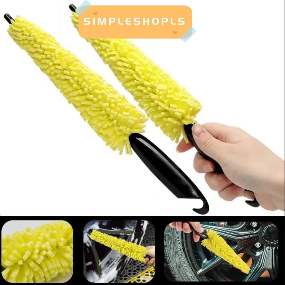 Simpleshopls Wheel Cleaning Brush, with Handle Non-Slip Tire Rim Cleaner, Durable Spong…