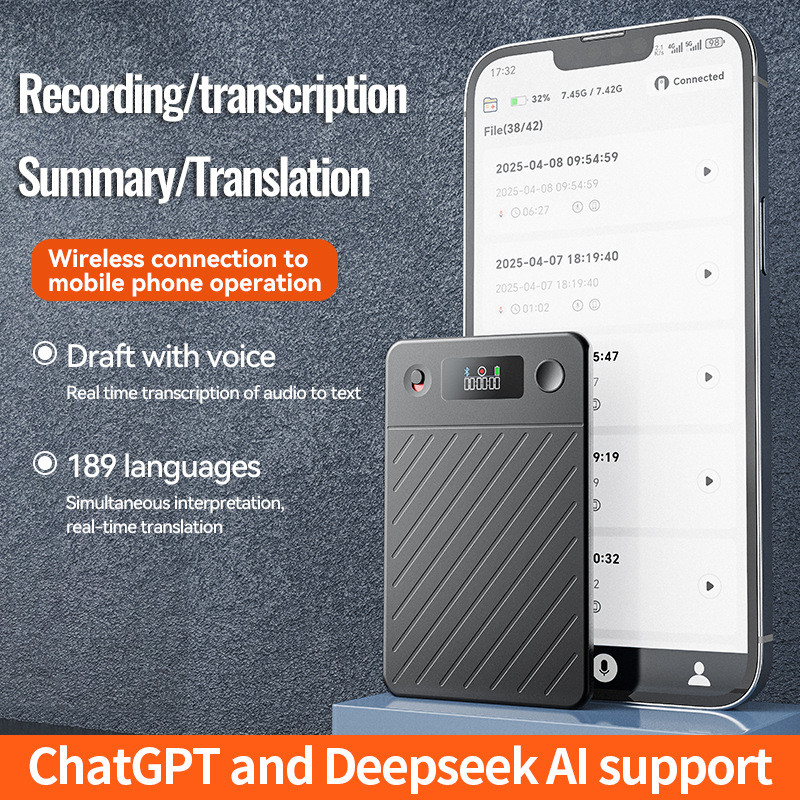 New A3 Mid-Screen AI Voice Recorder ChatGPT Intelligent Transcription Translation Recording Pen APP Control Recorder
