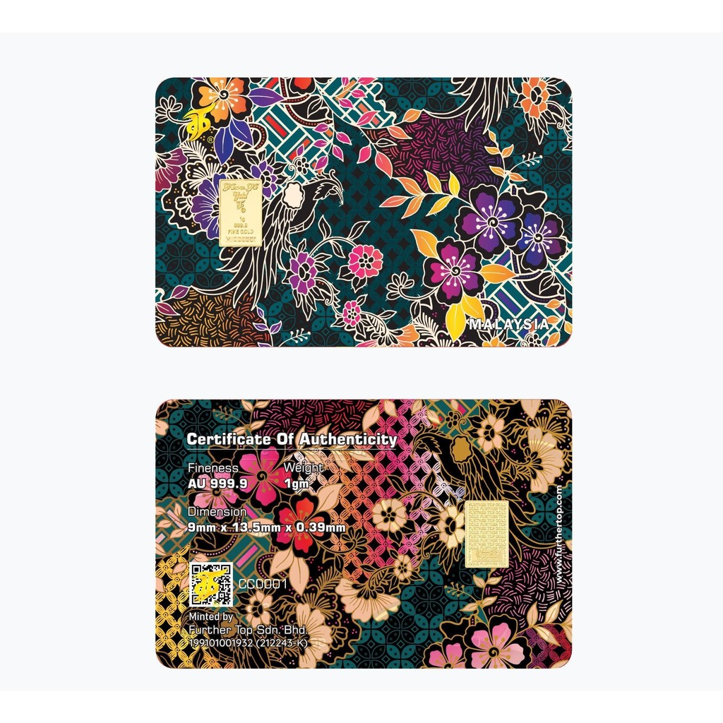 FURTHER TOP Gold Bar 1.00gram '' Batik '' 999.99