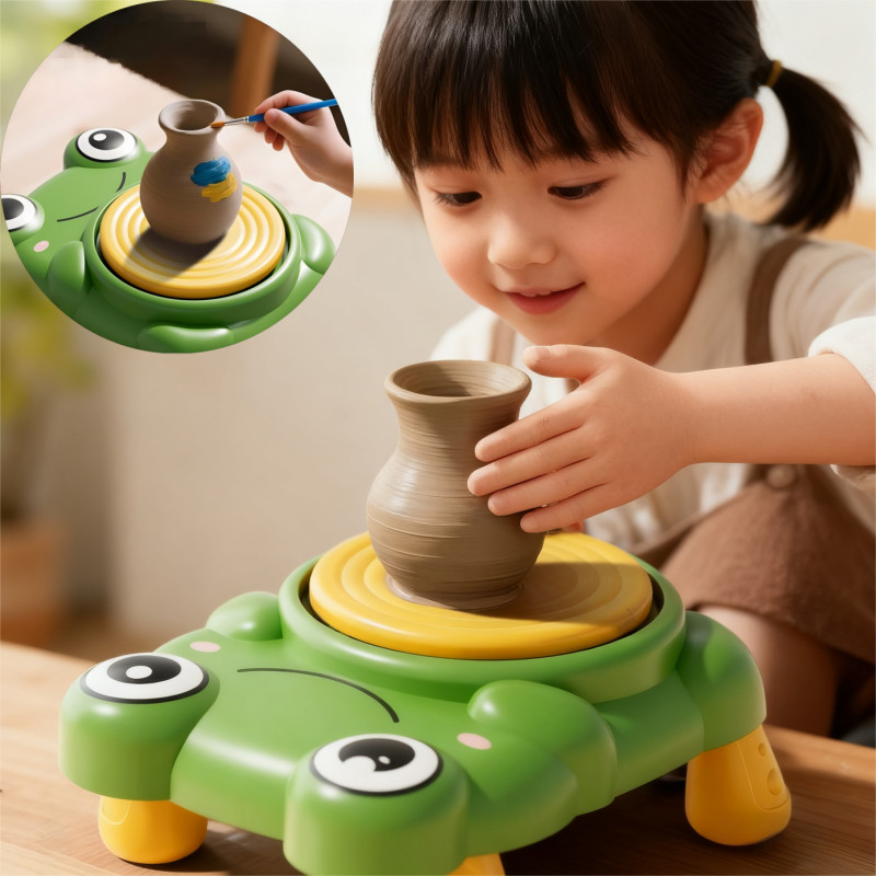 Kids DIY Electric Pottery Toy Clay Wheel Toy No-baking Clay Handmade Pottery Making Educational Toy