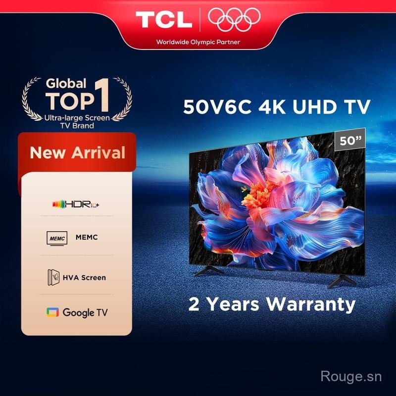 TCL TV V6C Series 50/55/65/75 Inch 4K UHD dengan HDR 10, MEMC, HVA Panel, Dolby Audio, 2 Tahun