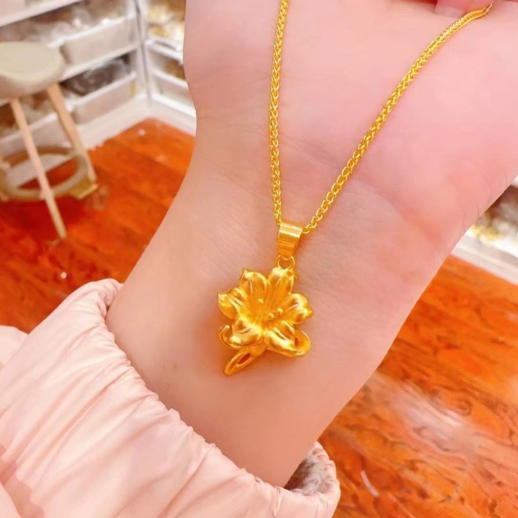 916 gold Flower Blossom Pendant/916 Gold Bead Charm Rose Emas 916