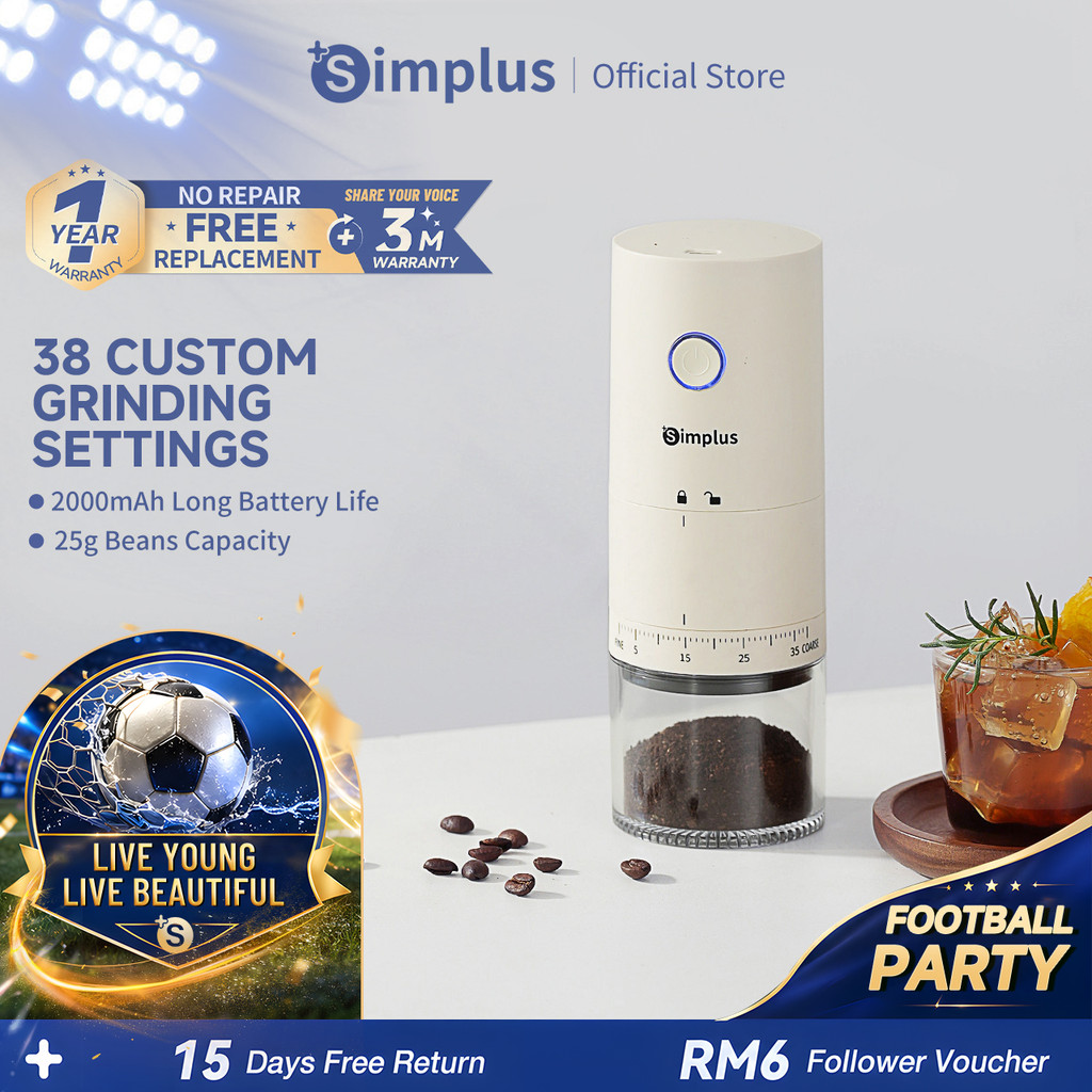 【New Launch】Simplus Electric Coffee Grinder丨Home Smart Grinder 丨38 Adjustable Grind Settings丨Detachable MDJH005