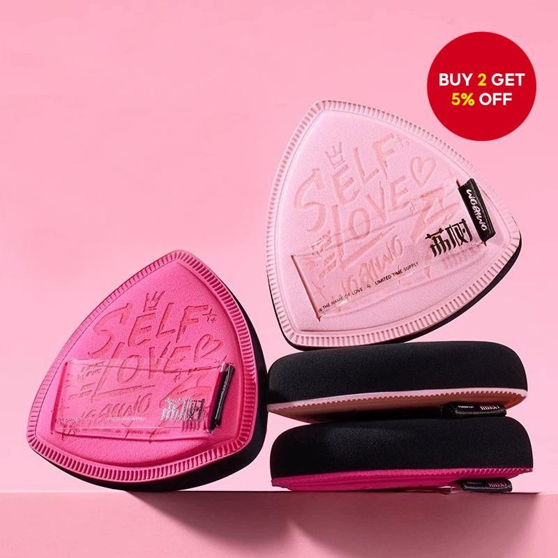 1pc Lishu I Love Me Pink Black Pineapple Powder Puff Dry and Wet Dual Use Women