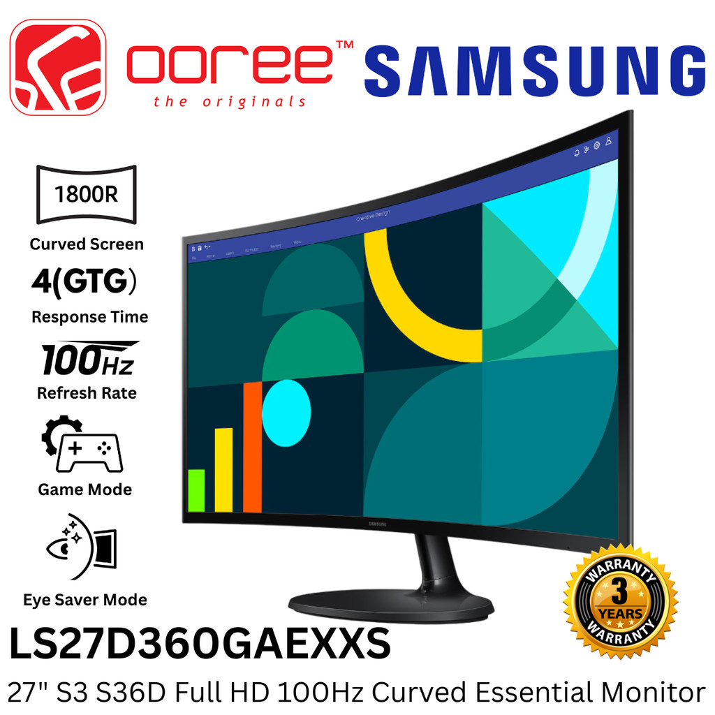 SAMSUNG 27" LS27D360GAEXXS S3 S36D / LS32D390GAEXXS S3 S39GD FHD VA LCD CURVED ESSENTIAL MONITOR (4(