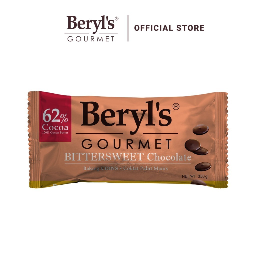 Beryl's Gourmet Bittersweet Baking Dark Chocolate Coins 62% (350g) | Syiling Coklat Pahit Manis | Dessert Baking
