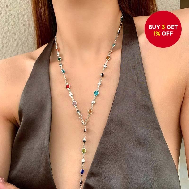 Bohemian Long Necklace for Women Colorful Crystal Beads Fashion Jewelry Beach Party Gift