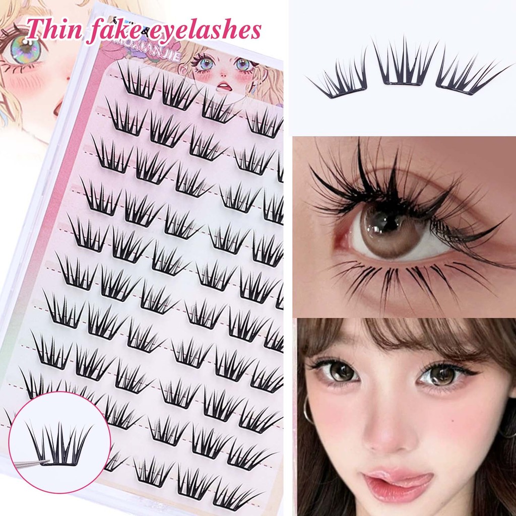 Self-Adhesive Comic Personal Enlarged Eyelashes Eye Makeup - Segment Natural Fluffy Dense Curl Glueless False Eyelashes