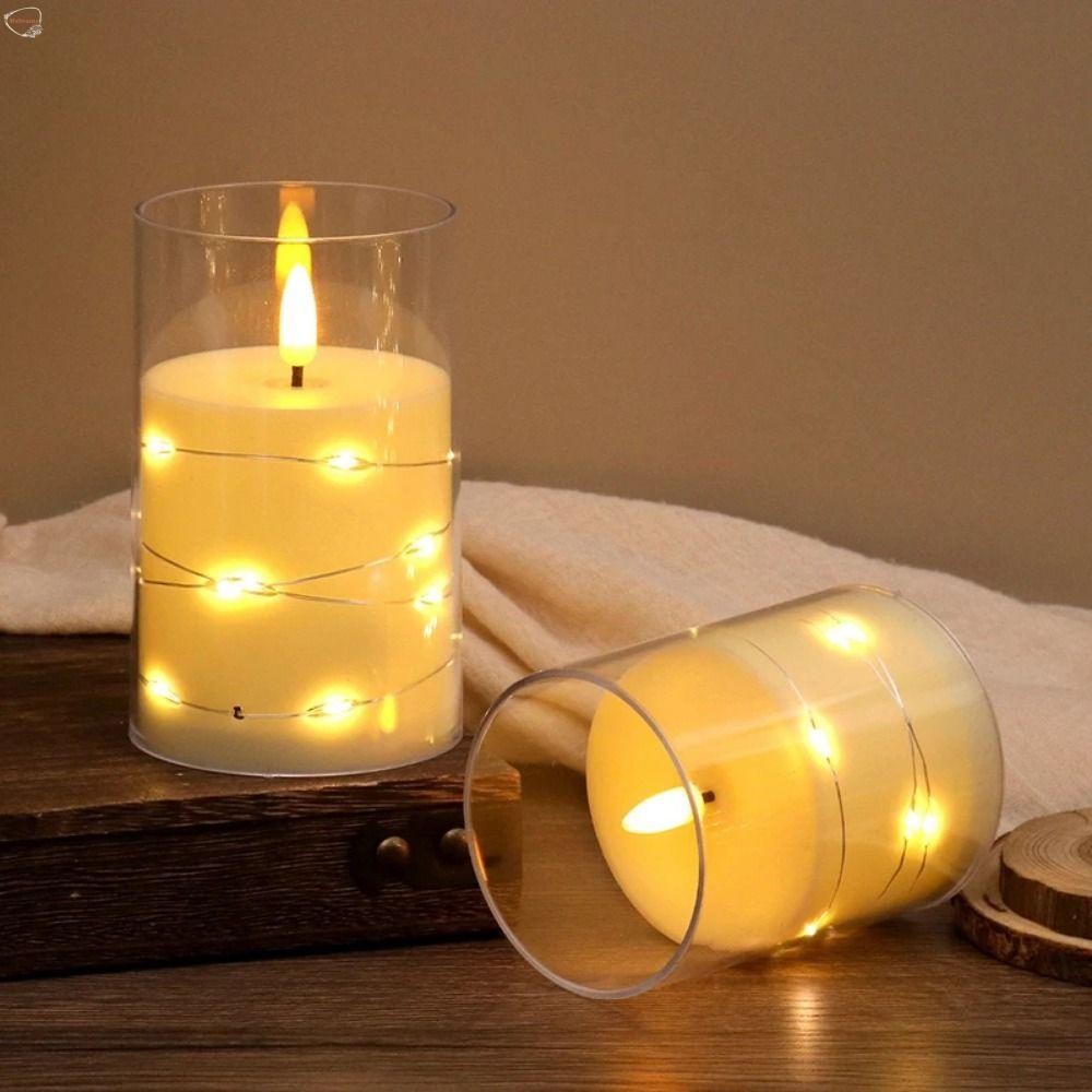 MXBEAUTY Electronic Candle Light, Decorative Cordless Warm Glowing Candles, Gift with Light String Waterproof Creative Simulated Candle Light Home Decor