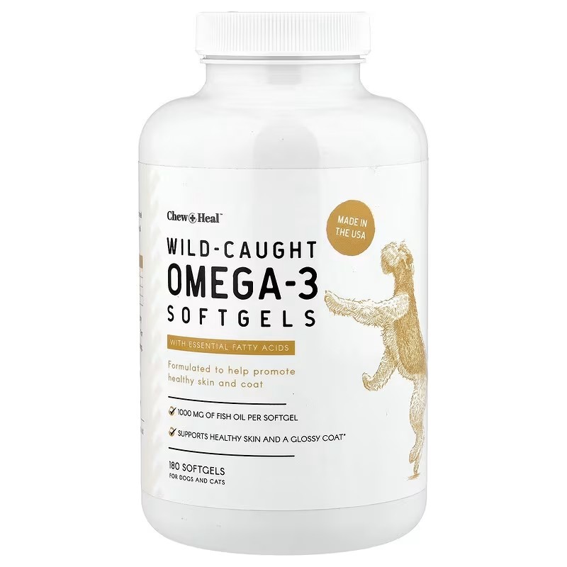 Chew + Heal, Wild-Caught Omega-3, For Dogs and Cats , 180 Softgels