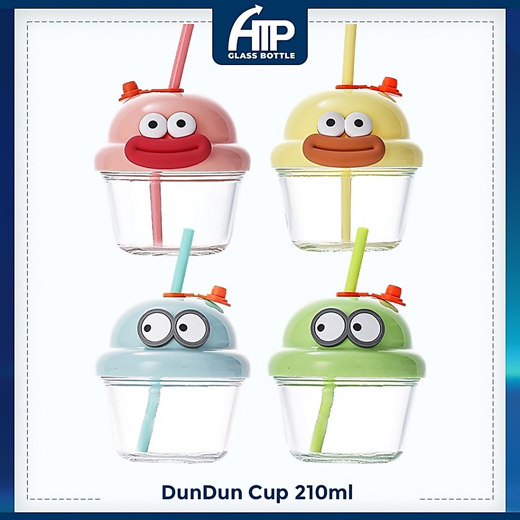 210ml ATP Glass Cup Cawan Kartun DunDun Mini Cute Design Ins Style Ugly Big Mouth Cartoon Mini Dun Dun Water Glass Cup