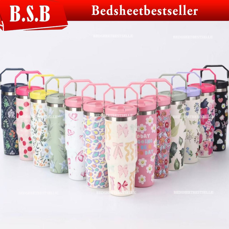 B.S.B 900ml Tumbler Thermos Bottle with Straw Aesthetic Tumbler Botol Air Tahan Sejuk Aquaflask Tumbler Stainless Steel