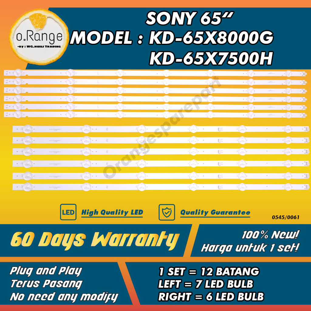 KD-65X8000G / KD-65X7500H SONY 65" LED TV BACKLIGHT(LAMPU TV) SONY 65 INCH LED TV BACKLIGHT KD65X8000G