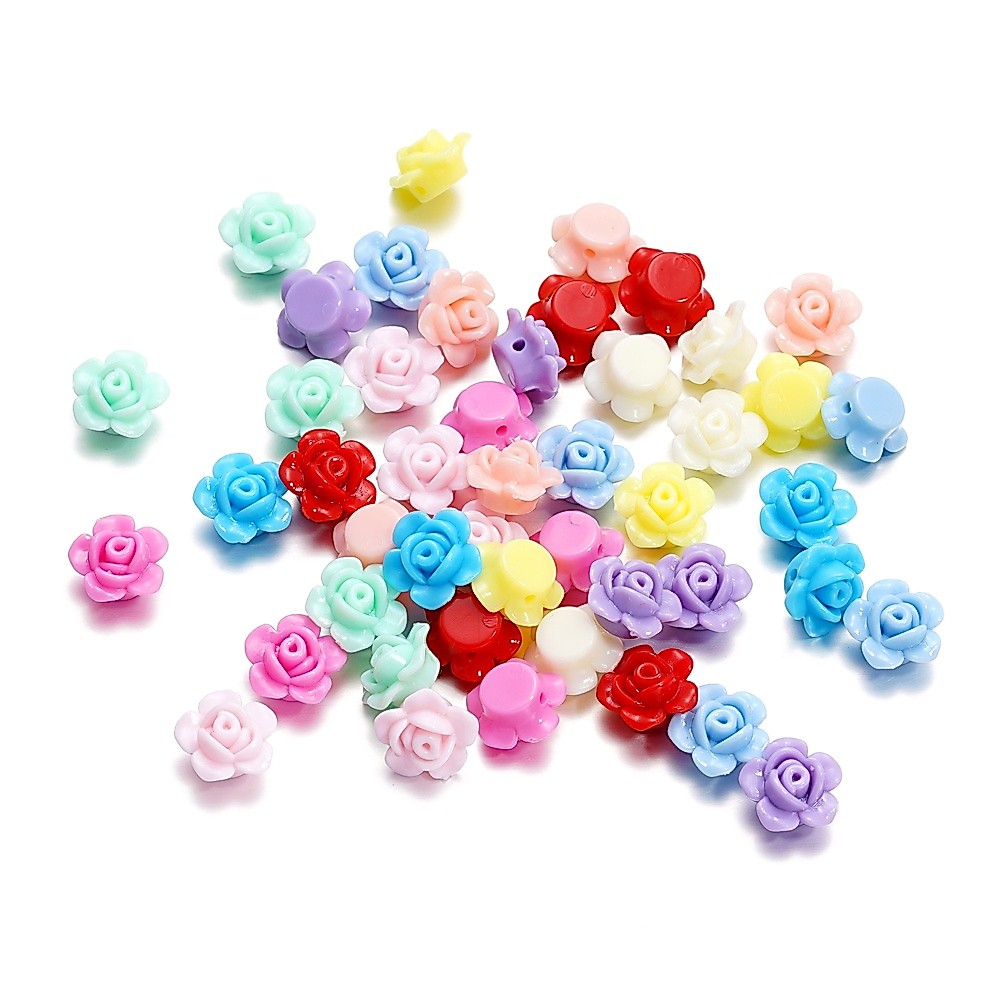 St. kunkka 40pcs Candy Color Rose Beads Acrylic Three-Dimensional Flower Beads Made for DIY Bracelet Necklace