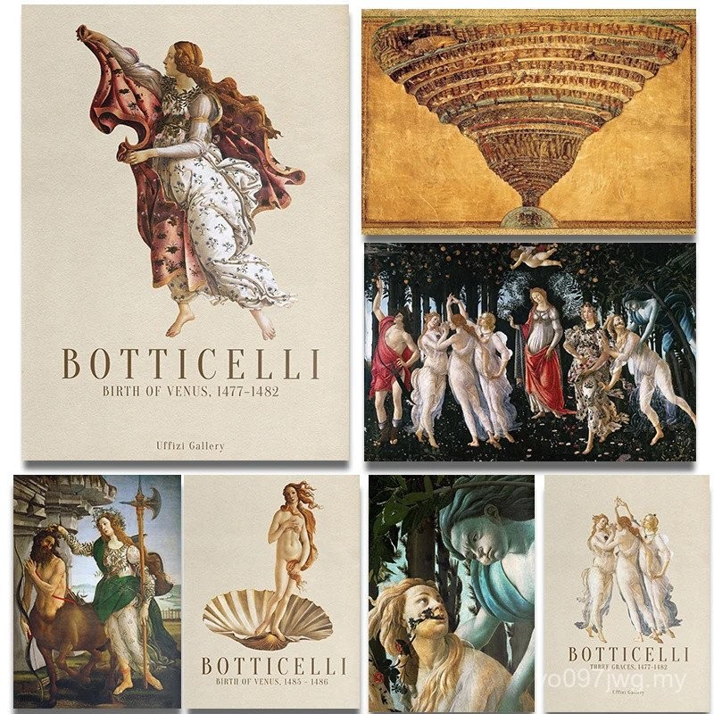 Classic Sandro Botticelli Museum Poster The Map of Hell Aesthetic Prints Canvas Painting Wall Art Picture Home Living Room Decor BAUA