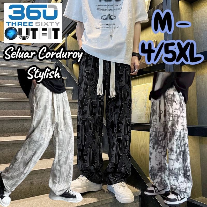 360 OUTFIT Premium Seluar Corduroy Pants Lelaki 2 Pockets 30 - 100kg Men Baggy Trousers Seluar Panjang Casual Long Pants