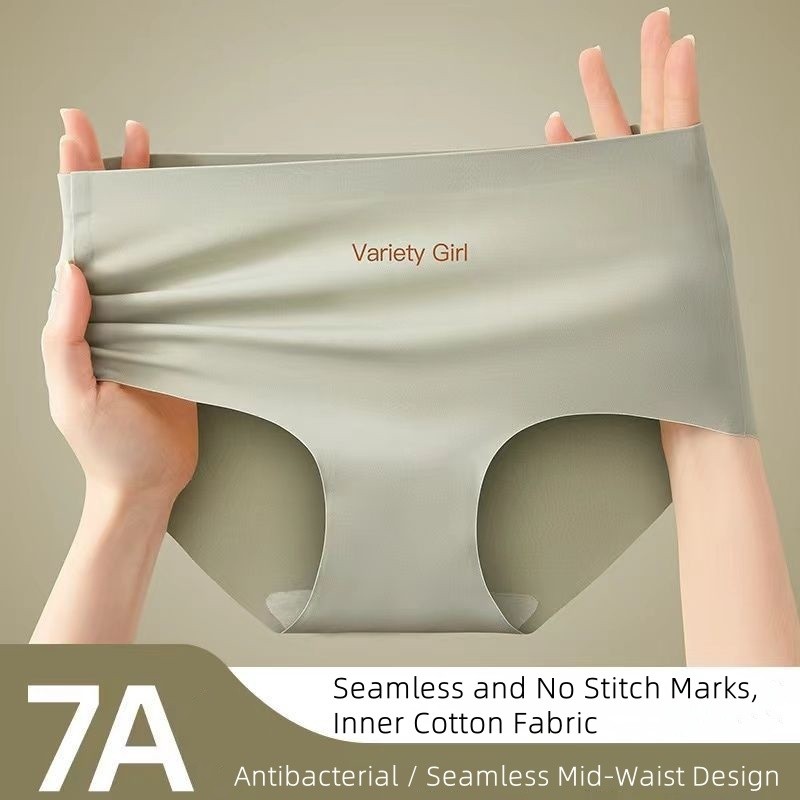 Yoke?Ice Silk Underwear Women Middle Waist 3D Hip Lifting Seamless Cotton Panties Women 女生内裤