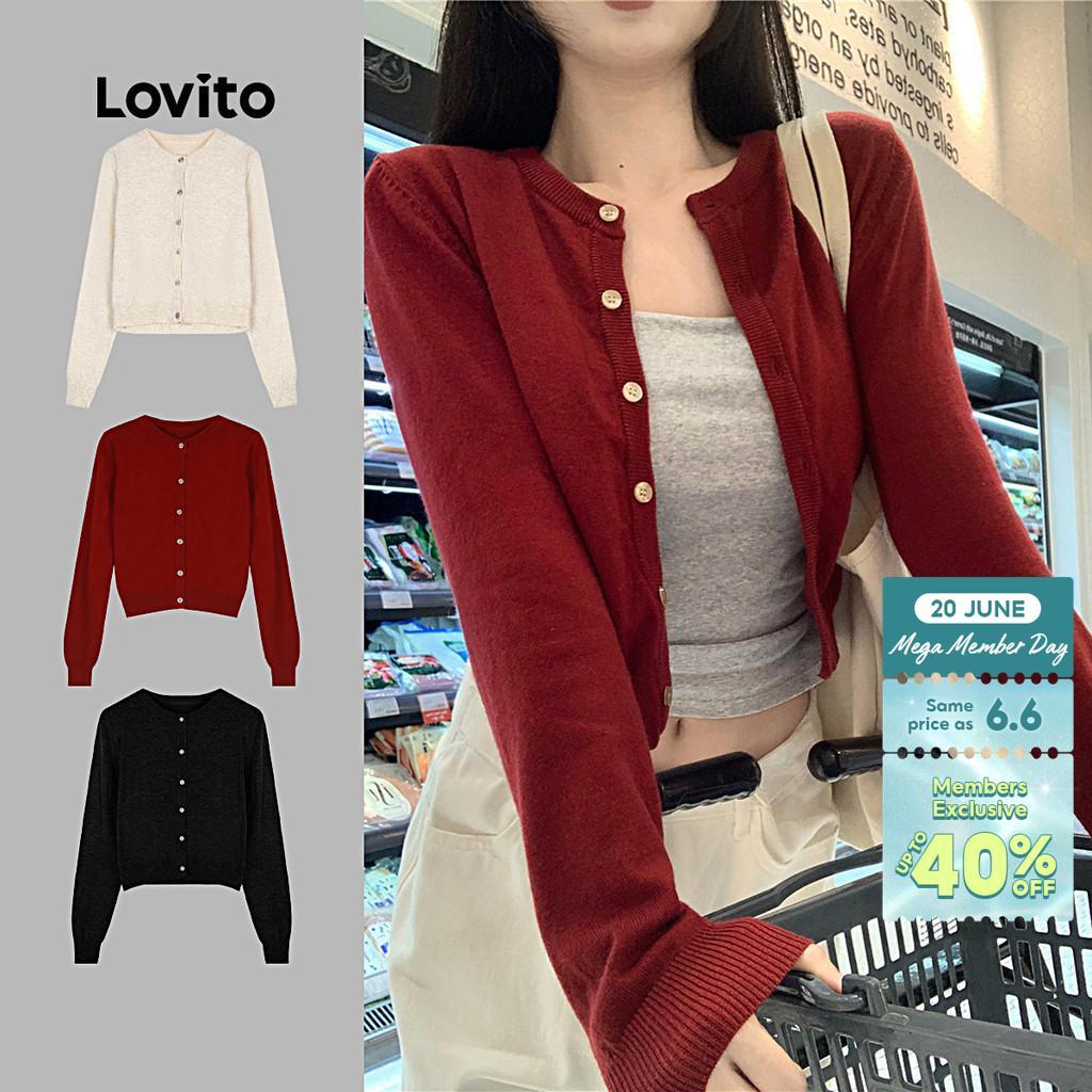 Lovito Casual Cardigans Lightweight Outerwear Party Button Leisure Autumn/winter Red Cardigans for Women LNA126013 Lovito Casual Kardigan Pakaian Luar Ringan Butang Parti Riadah Kardigan Merah Musim Luruh/sejuk Untuk Wanita LNA126013