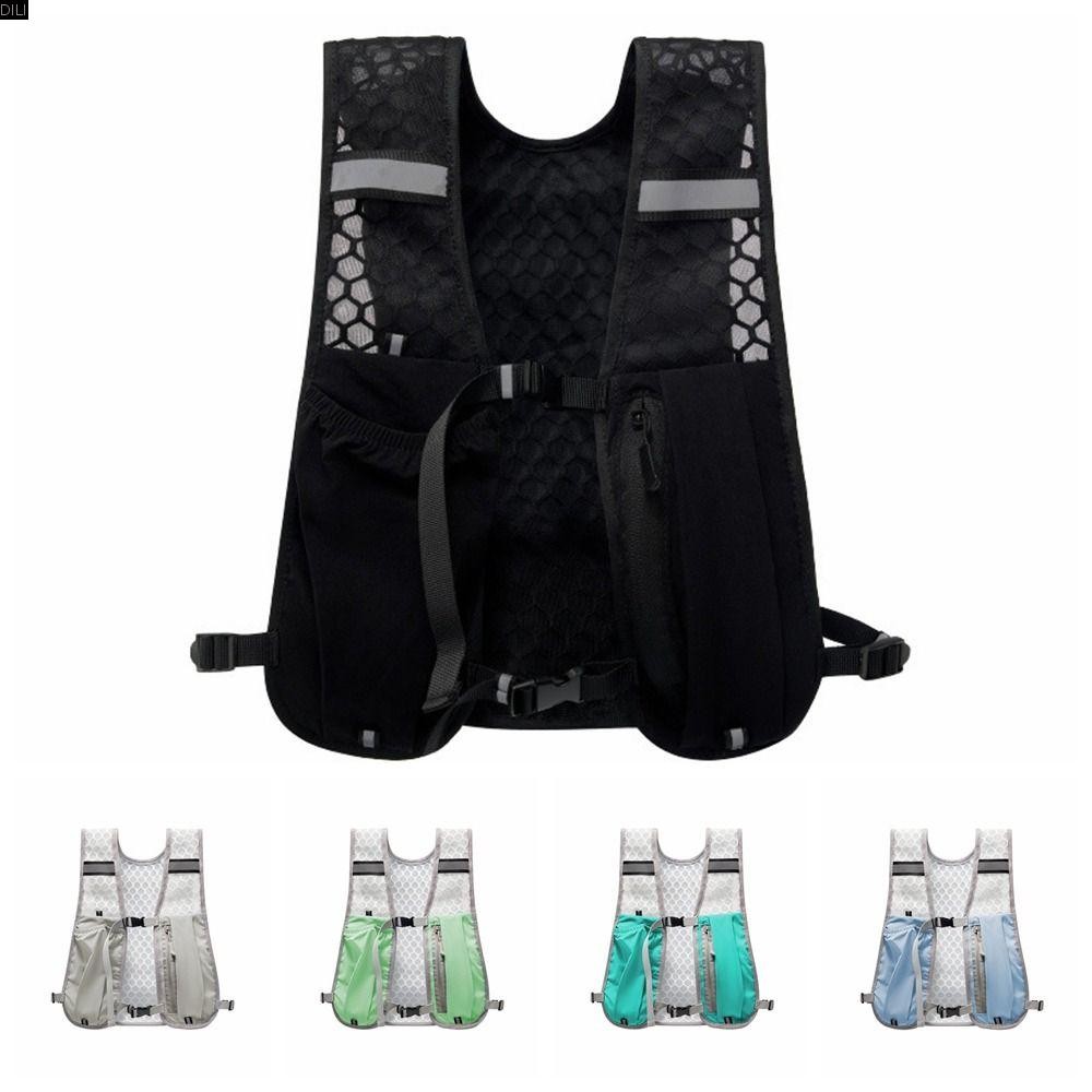 Running Vest, Lightweight Waterproof Nylon Running Water Bottle Storage Vest, With Phone Holder Reflective Chest Pack Outdoors