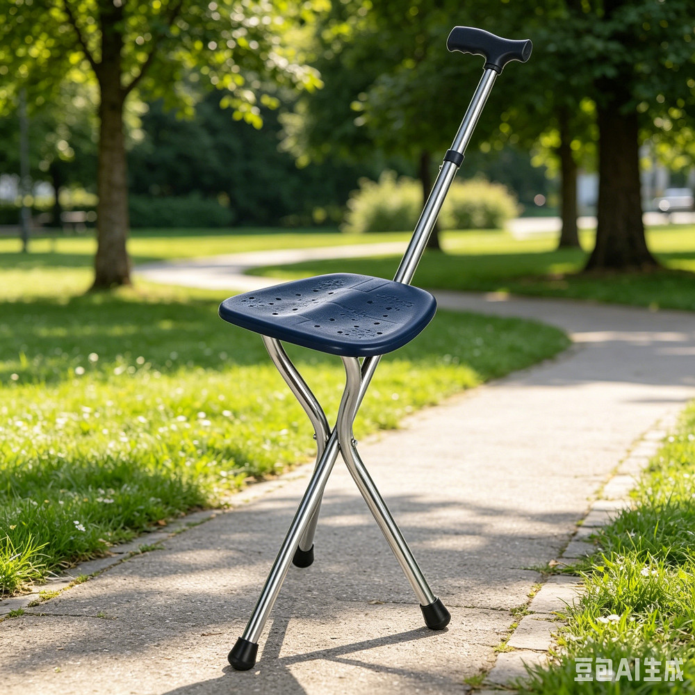Walking Cane Stool Elderly Anti-slip Folding Walking Cane Chair-- * &、walking aid、 cane、tongkat orang tua、tongkat lipat、tongkat 4 kaki、Foldable stick for elderly、 kaki 4、拐杖椅子