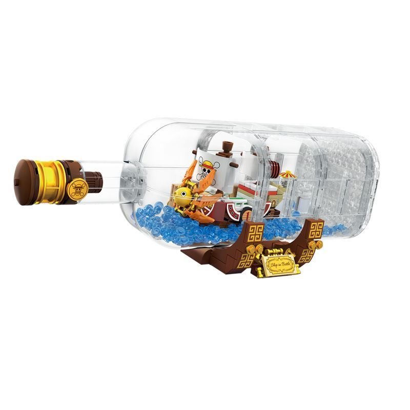 Compatible with Lego One Piece Wanli Sunshine Ship in Bottle | Assembled Building Block Model | Decorative Ornaments | Pirate Ship Toy Gift