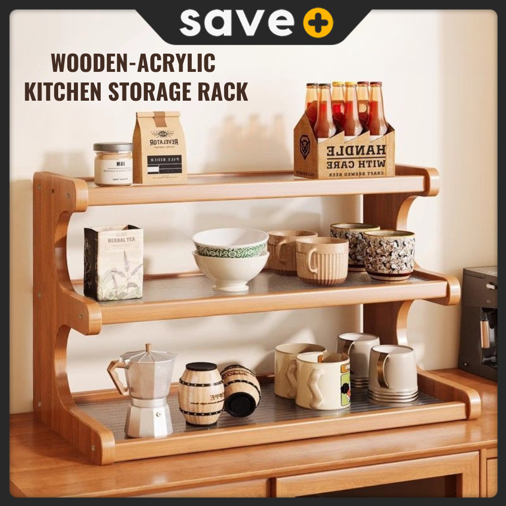 SAVE Multi-Layer Kitchen Storage Rack Spices Rack Cup Display Rack Shelf Organizer Rak Dapur Bertingkat Penyimpanan KH03