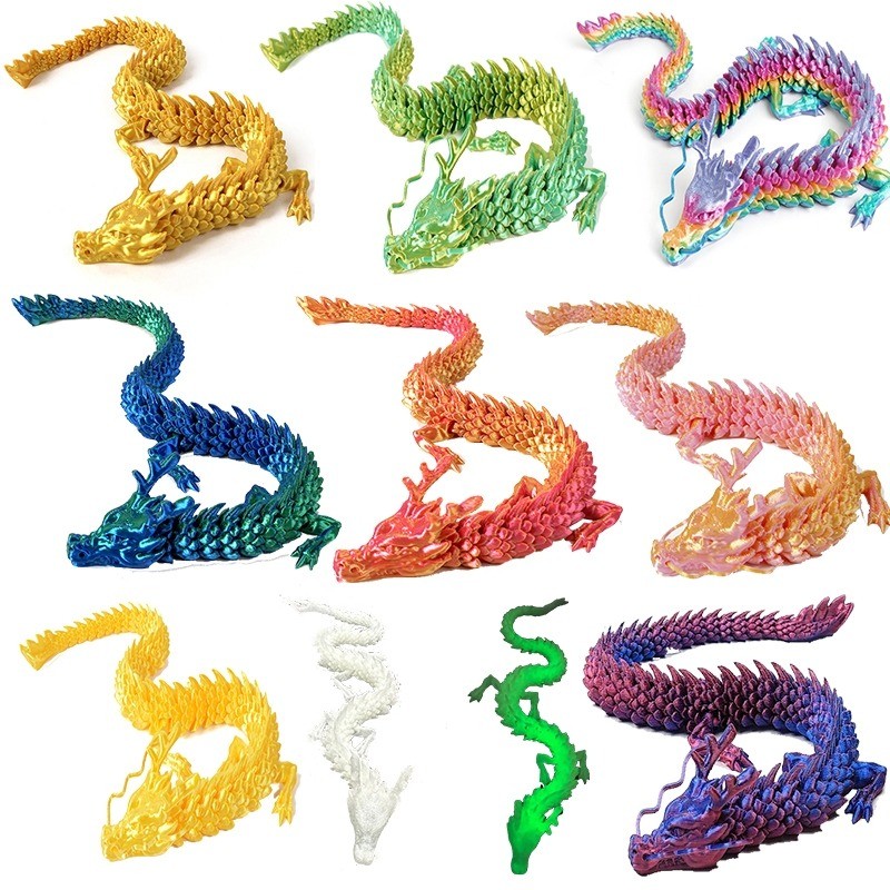 3D Printed Dragon Toy, Articulated Dragon and Dragon, Crystal Dragon Decompression Toy Adult Decompression Toy Mysterious Dragon Egg Autism Home Office Decor Executive Desk Toy