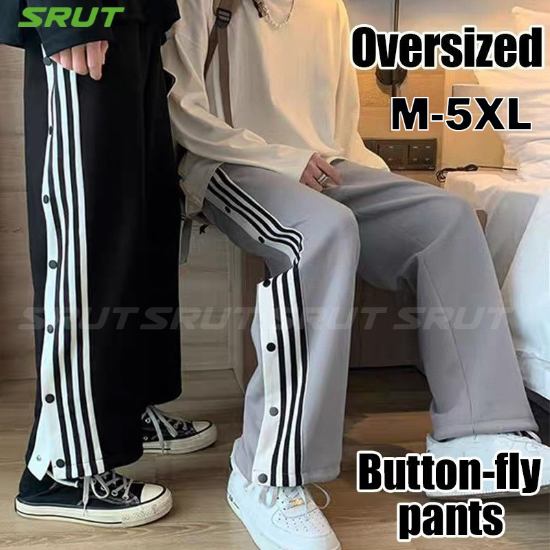 SRUT Seluar Track Lelaki for Men Korean Loose Basketball Sports Seluar Baggy Lelak Tracksuit 排扣褲 男