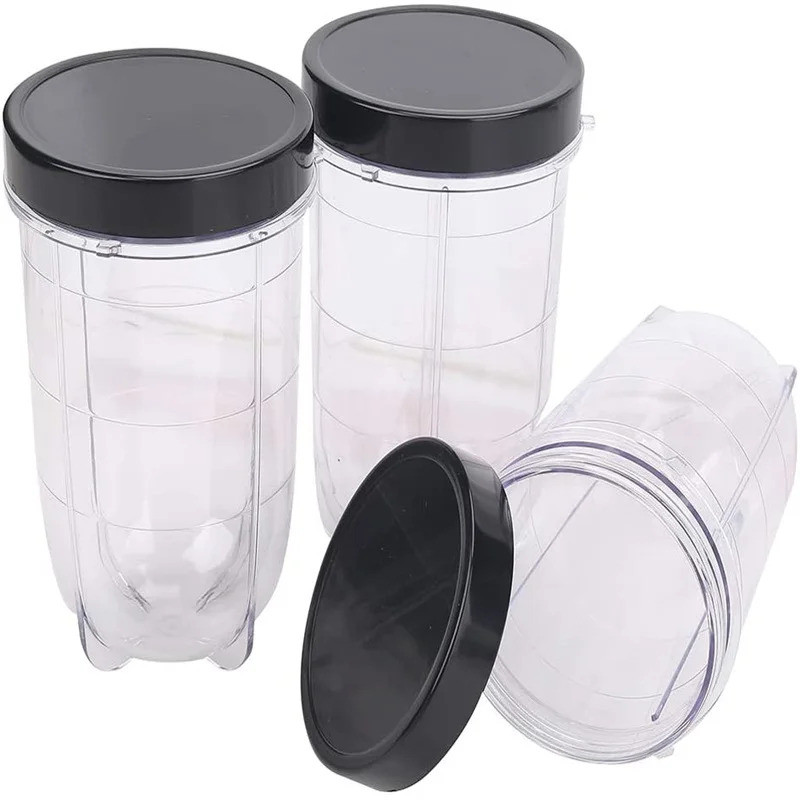 3 Pek Cawan Blender 16oz Dengan Penutup Serasi Dengan Alat Ganti Magic Bullet Untuk Mesin Pencampur Jus 250w MB1001