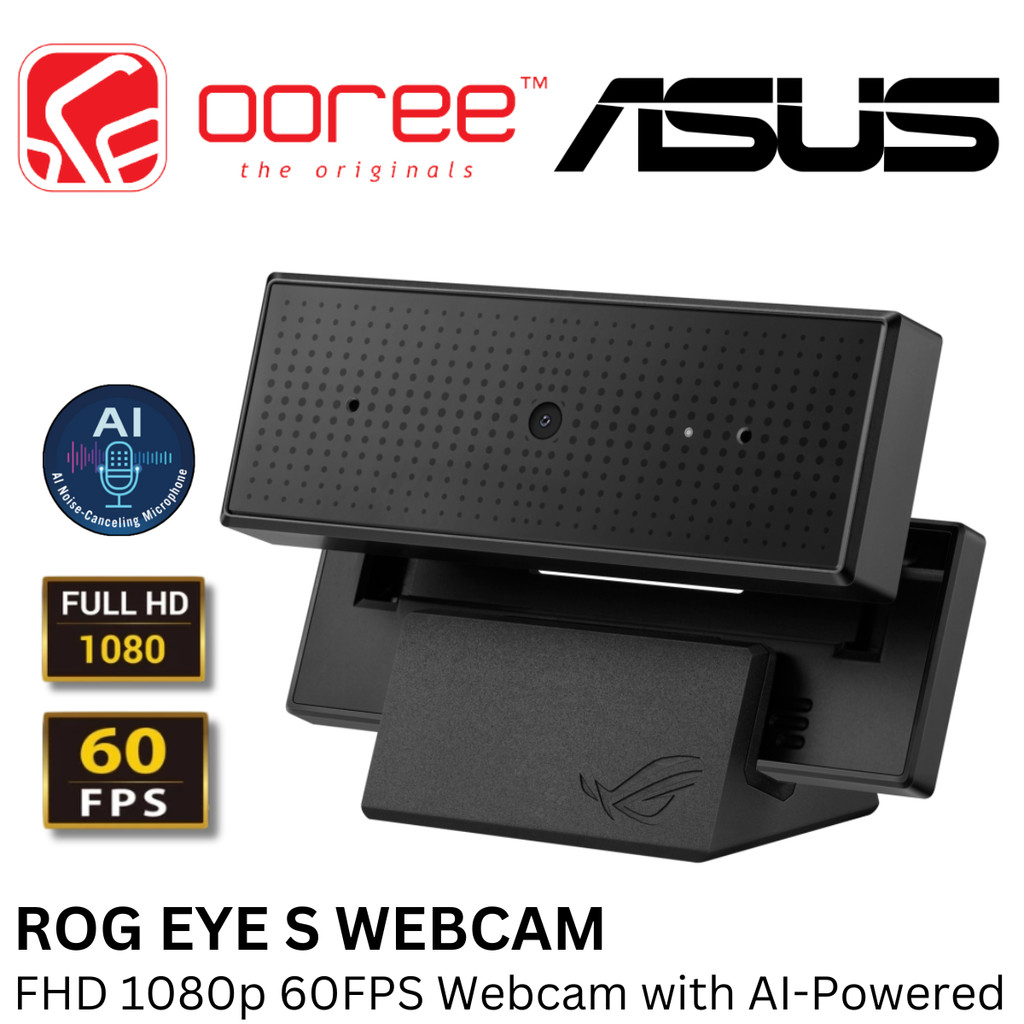 ASUS ROG EYE S FHD 1080P 60 FPS WEBCAM WITH AI-POWERED, NOISE-CANCELING MICROPHONE, BLUE-GLASS FILTE