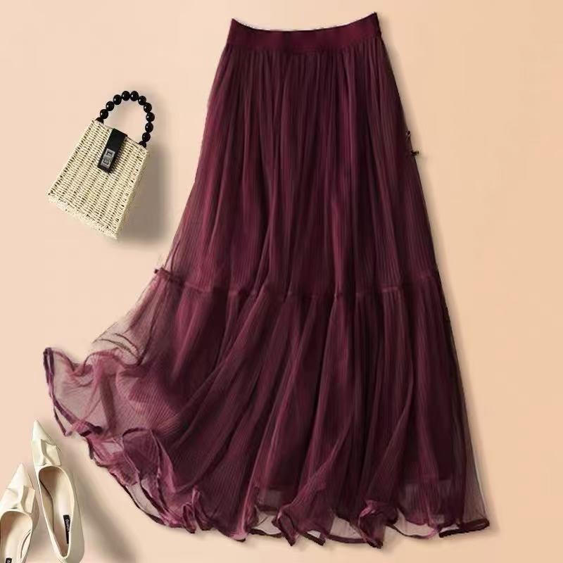 YAN@YAN NadiaTutu Skirt 2 in 1 Reversible Skirt Muslimah Layered Mesh | Flowy Long Skirt -8527