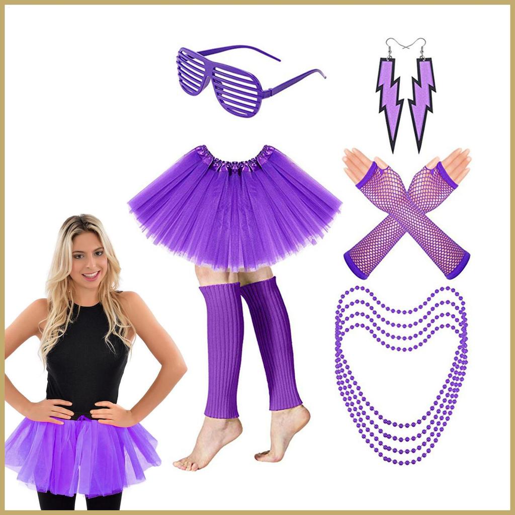 80s Fancy Dress Accessories 80 Style Fancy Dress Women Accessories Neon Necklace Blinds Glasses Earrings Fishnet oplikmy