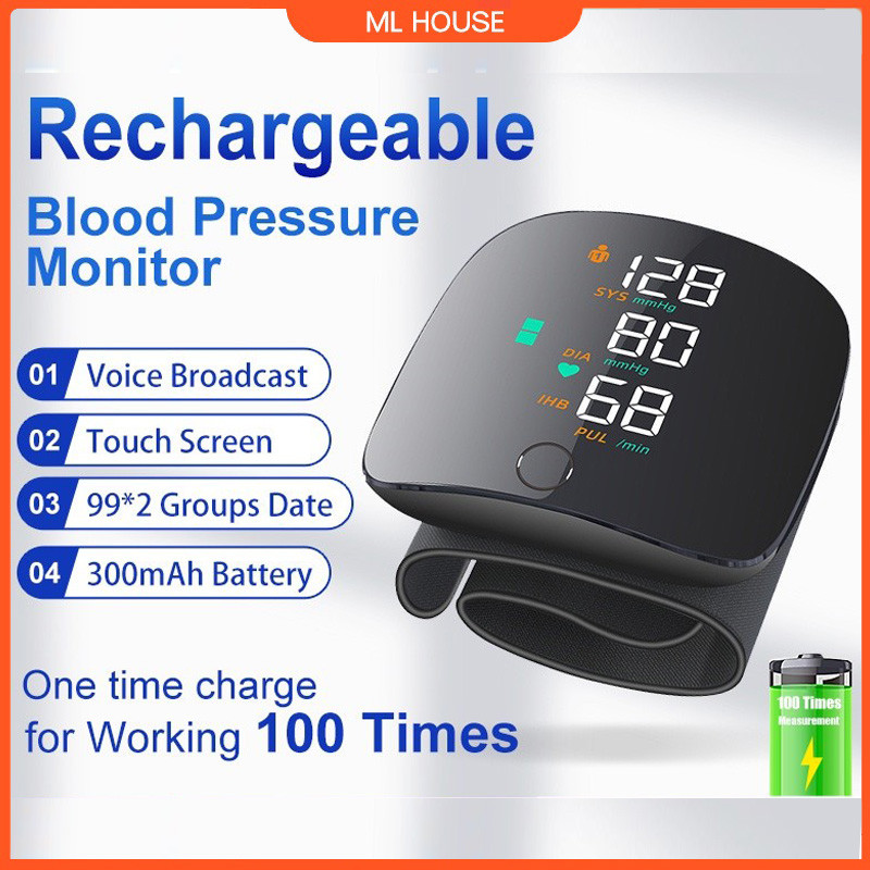 【COD】Wrist Blood Pressure Monitor Rechargeable BP Blood Pressure Machine darah tinggi mesin tekanan