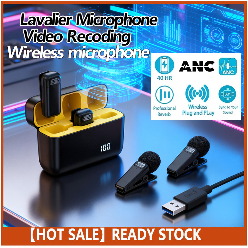 Microphone Wireless Live Lavalier Mini Lapel Mic With ANC Active Noise Cancelling for Type-C IOS Phone Android 无线领夹麦克风
