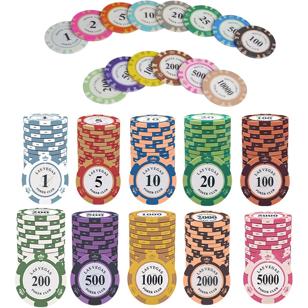 JOY 14g Premium Poker Chips with Value Casino Texas Hold 'em Bingo Game Playing Card Chip Token Accessories 德州扑克筹码