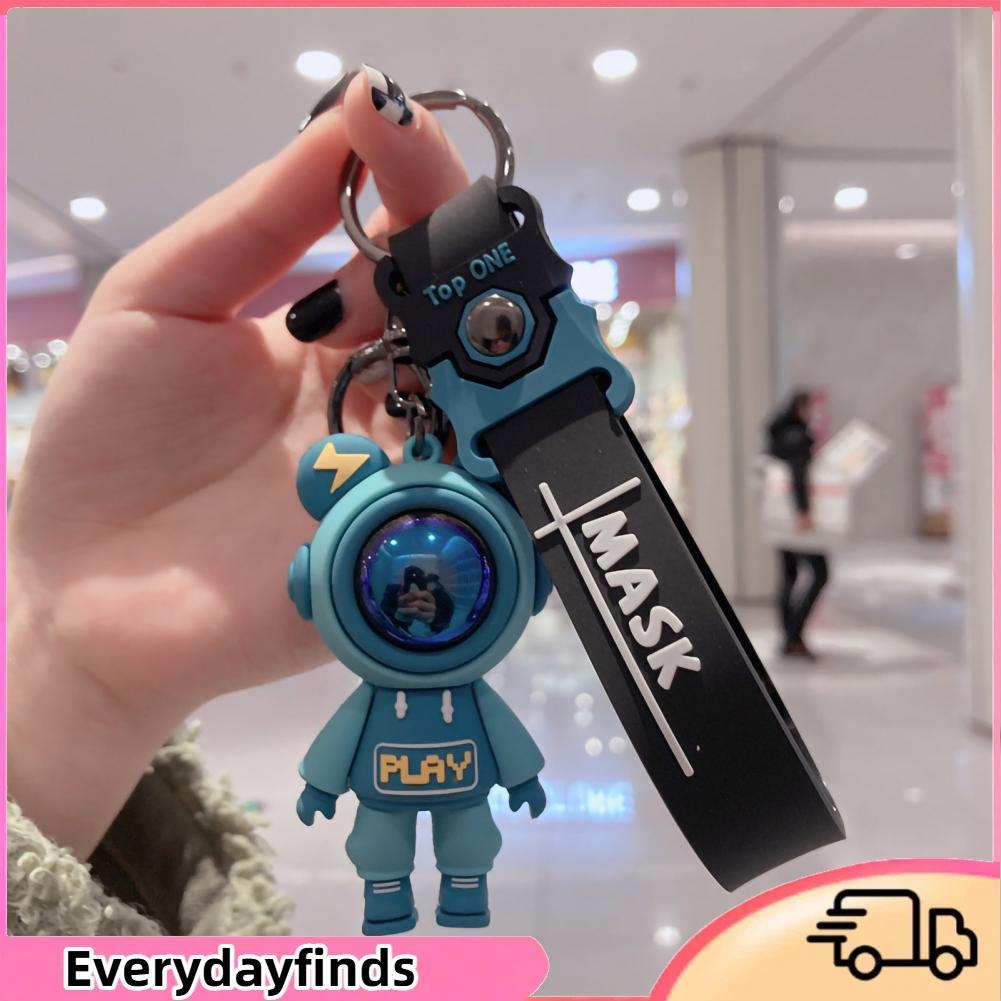 everydayfinds Pssopp Cute Bear Keychain Pendant Ecofriendly Silicone Keyring with Metal Compact and Convenient for Women Versatile Decoration Car Keys Wallets Backpacks (Black)