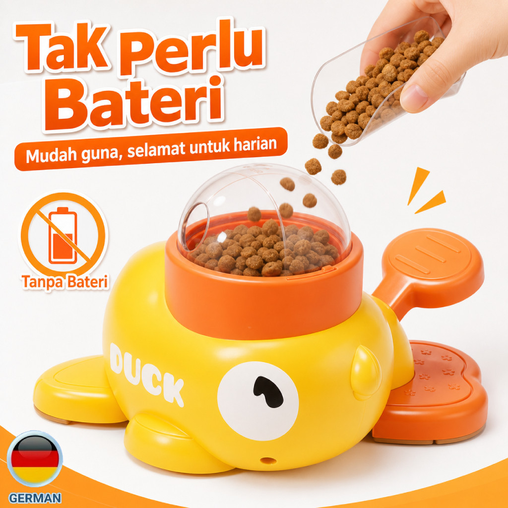 PetClear Dog Treat Dispenser Toy Duck Food Dispensing Interactive Toy Mainan Anjing