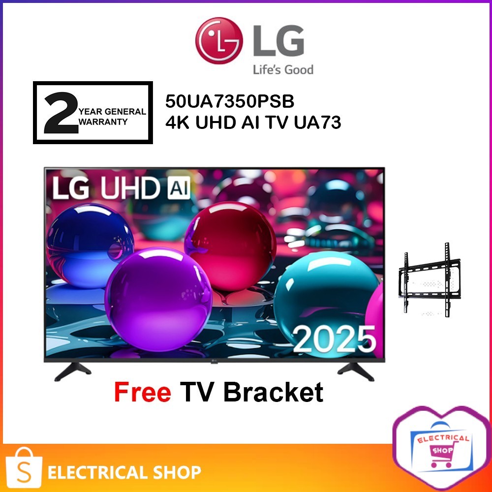 LG 50'' / 55'' 4K UHD AI TV UA73 HDR10 50UA7350PSB / 55UA7350PSB Television (2025) ( FREE TV Bracket )