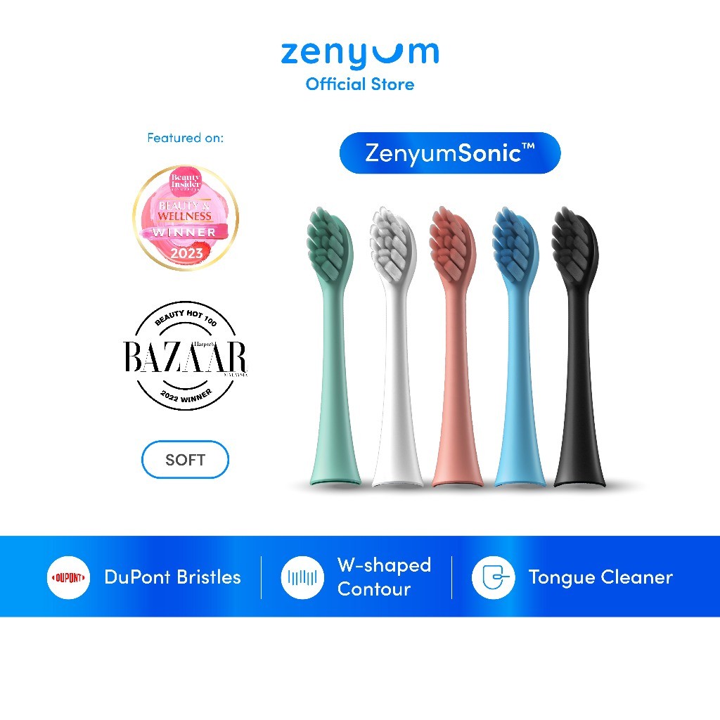 Zenyum Sonic 3 Packs Refill Brush Heads (Good for Braces & & Teeth/ Soft Bristles)
