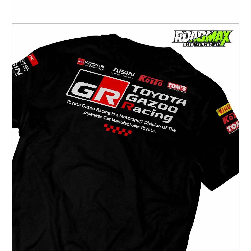 Crew T-ShirtHITAM ROADMAX - GR Toyota Gazoo Racing Motorsport T-Shirt Black 30sS-5XL