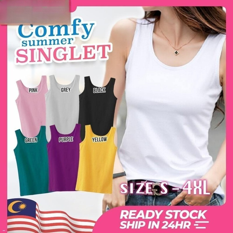 [Local] Women Camisole Tank Top Comfortable Singlet WT102 / Baju Dalam Singlet Wanita