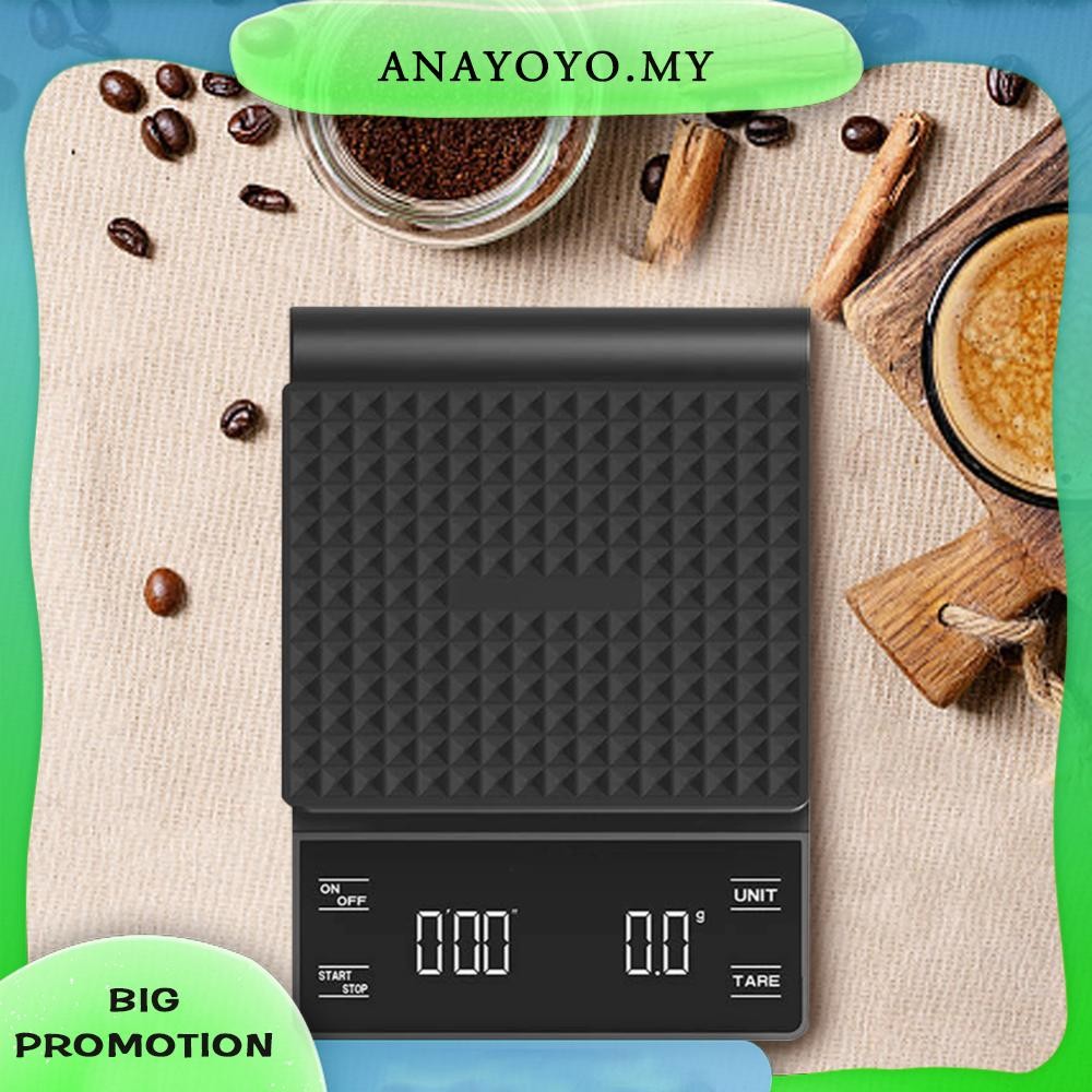 ✨ anayoyo ✨ Digital Coffee Scale with Timer 3kg/0.1g Pour Over Drip Espresso Scale Kitchen Weighing Scale Portable Coffee Scale for Espresso and Pour-Over Coffee