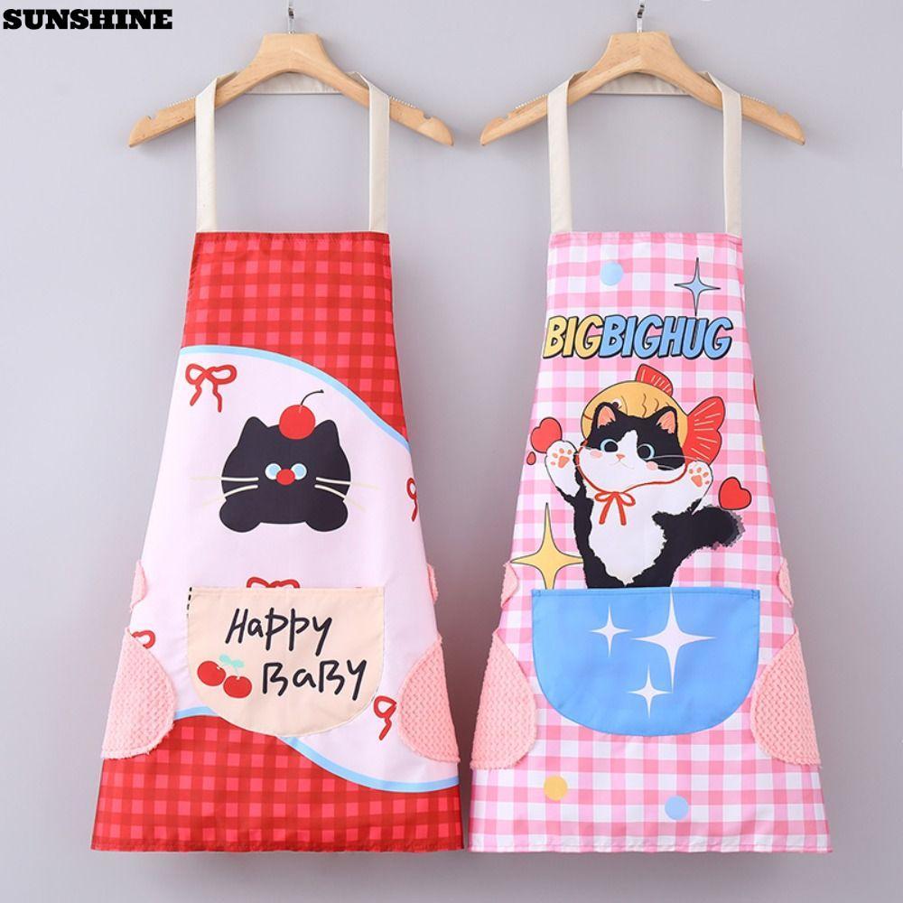 Sunshine Kitchen Aprons, Cartoon Cat Pattern Waterproof Cooking Baking Aprons, Cute Ant…