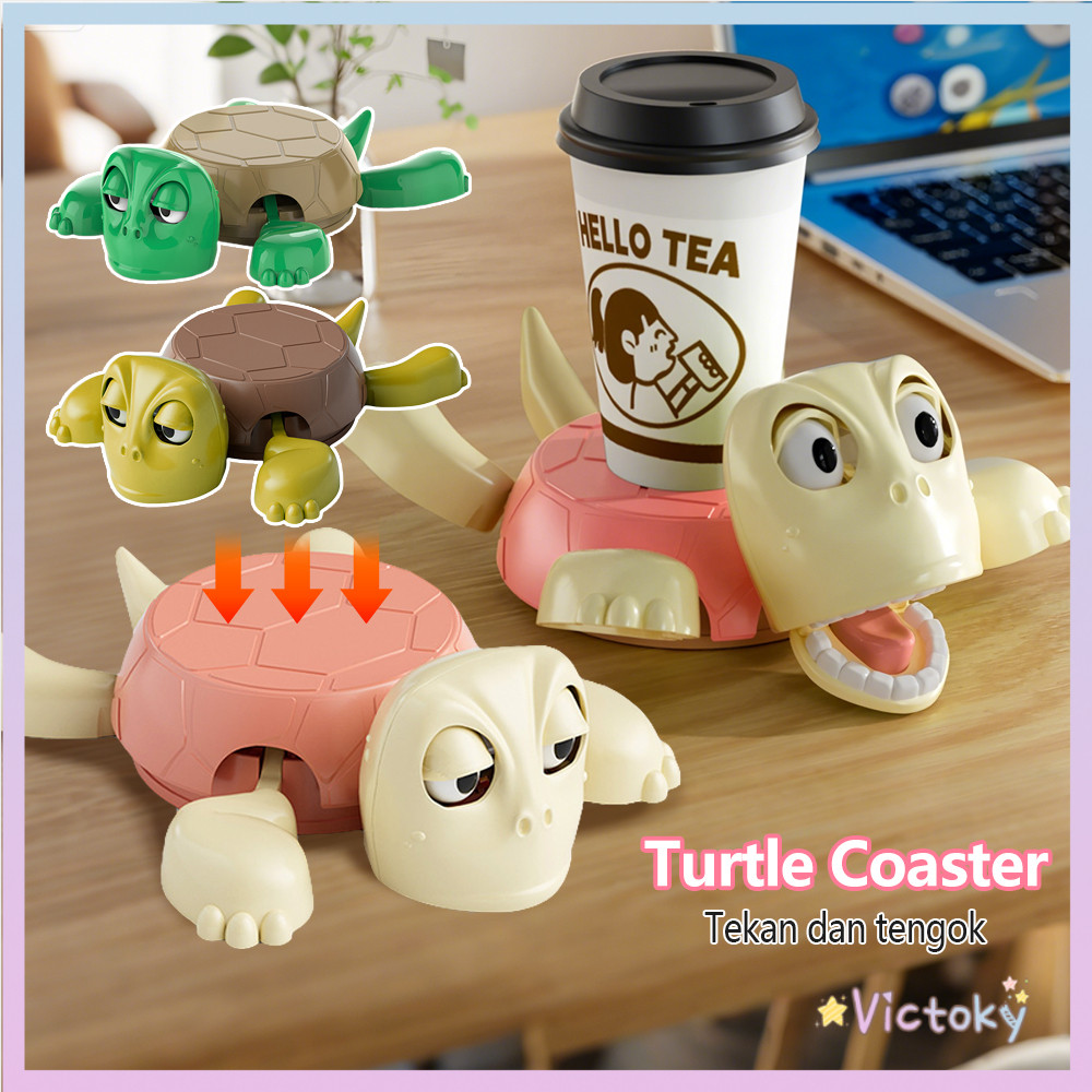 Victoky Pemegang Cawan Penyu Plastics Decompression Turtle Cup Holder Turtle Coaster Funny Desktop Decoration