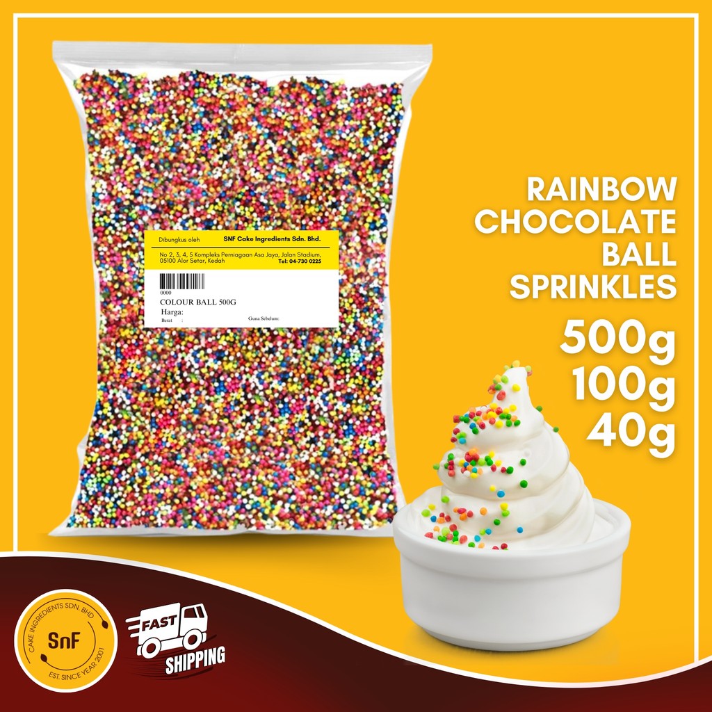 Hundred & Thousand Colour Ball Sprinkle Nonpareil Cake Decoration Sugar Rainbow Cake Deco Manik Hiasan Kek Halal